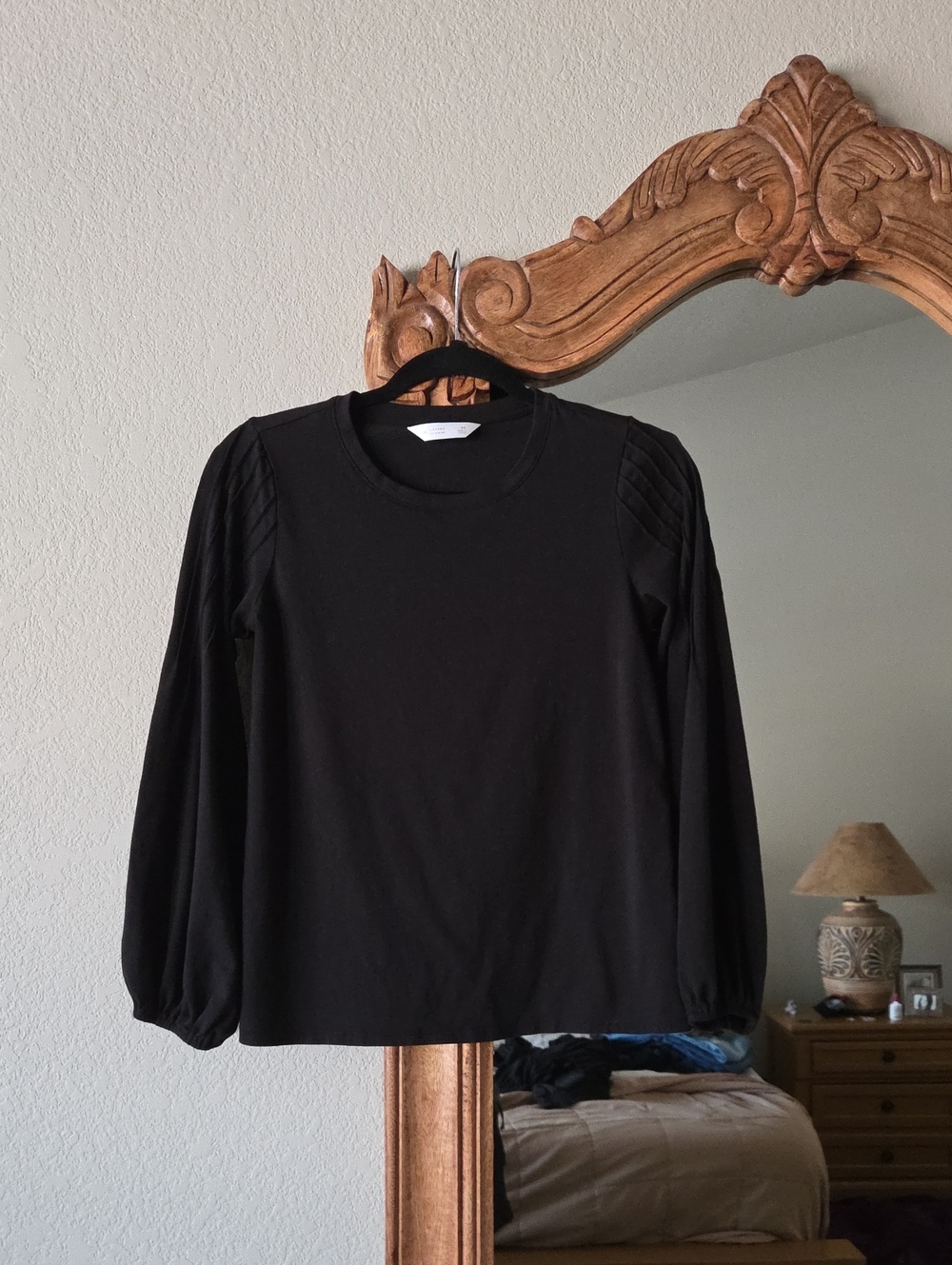 Lauren Conrad Black Puff-Sleeve Crewneck Top
